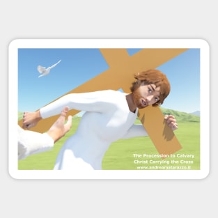 The procession to Calvary , Christ carryng the Cross Sticker